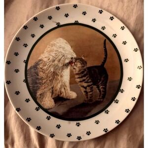 Vandor Lowell‎ Herrero 1986 Dog Cat Kiss Kissing Paw Print Decorative Plate